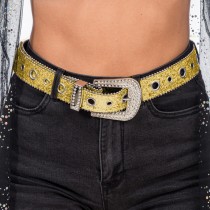 CEINTURE BOUCLE STRASS PAILLETTES 112X3.8CM OR