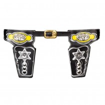 CEINTURE DOUBLE ÉTUIS SHÉRIF WESTERN 103CM NOIR