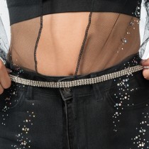 CEINTURE FESTIVAL STRASS CHAÎNETTE 113CM ARGENT