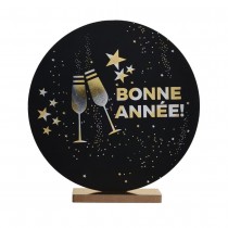 CENTRE DE TABLE ANNÉE CHAMPAGNE 19.5X4X20.5CM NOIR