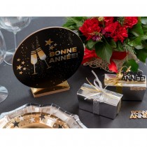 CENTRE DE TABLE ANNÉE CHAMPAGNE 19.5X4X20.5CM NOIR
