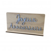 CENTRE DE TABLE ANNIVERSAIRE BOIS 20X10.5CM BLEU