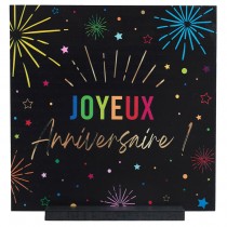 CENTRE DE TABLE BOIS ANNIVERSAIRE MULTI 20CM NOIR
