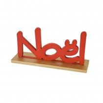 CENTRE DE TABLE BOIS NOËL SOCLE OR 9X3.2X3CM ROUGE