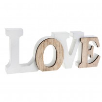 CENTRE DE TABLE LETTRES LOVE BOIS 14X1.2X6CM BLANC