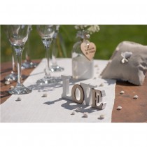 CENTRE DE TABLE LETTRES LOVE BOIS 14X1.2X6CM BLANC