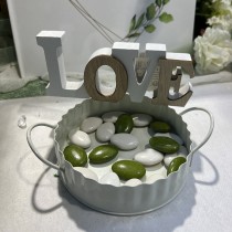 CENTRE DE TABLE LETTRES LOVE BOIS 14X1.2X6CM BLANC