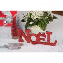 CENTRE DE TABLE NOËL 27X10CM ROUGE PAILLETÉ