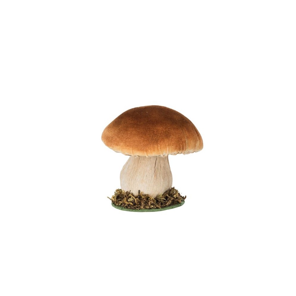 CHAMPIGNON DÉCO SOCLE BOIS MOUSSE 10X8X13CM BRUN