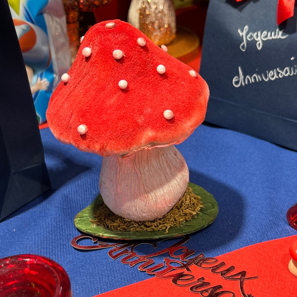 CHAMPIGNON DÉCO SOCLE MOUSSE 9.5X9.5X13CM ROUGE