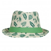 CHAPEAU BORSALINO BEIGE FEUILLES TROPICAL ADULTE