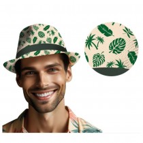 CHAPEAU BORSALINO BEIGE FEUILLES TROPICAL ADULTE