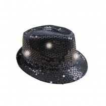 CHAPEAU BORSOLINO 6 LED SEQUIN NOIR