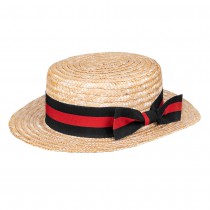 CHAPEAU CANOTIER RUBAN NOIR ET ROUGE