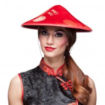 CHAPEAU CHINOIS ROUGE ADULTE