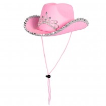 CHAPEAU COW-GIRL ROSE STRASS PRINCESSE FILLE