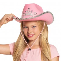 CHAPEAU COW-GIRL ROSE STRASS PRINCESSE FILLE