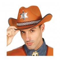 CHAPEAU COWBOY ÉTOILE SHÉRIF MARRON ADULTE