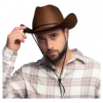 CHAPEAU COWBOY FEUTRE MARRON ADULTE