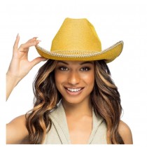 CHAPEAU COWBOY PAILLETÉ OR STRASS GLAMOUR ADULTE