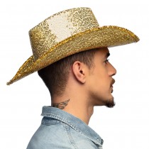 CHAPEAU COWBOY RODÉO SEQUINS OR ADULTE