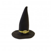 CHAPEAU DE SORCIÈRE TISSU RUBAN OR 19.5X12CM NOIR