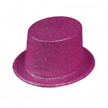 CHAPEAU HAUT-DE-FORME FUCHSIA PAILLETÉ