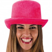 CHAPEAU HAUT-DE-FORME ROSE FLUO ADULTE