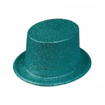 CHAPEAU HAUT-DE-FORME TURQUOISE PAILLETÉ