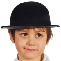 CHAPEAU MELON FLOQUÉ NOIR ENFANT