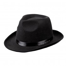 CHAPEAU NOIR GANGSTER MAFIA ADULTE