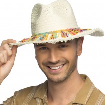 CHAPEAU PANAMA PAILLE BOHÈME PLAGE FRANGES ADULTE