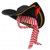 CHAPEAU PIRATE BANDEAU RAYÉ ROUGE BLANC ADULTE