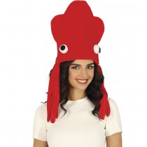 CHAPEAU POULPE PIEUVRE POLYESTER ROUGE ADULTE