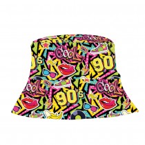 CHAPEAU SEAU BOB GRAFFITIS FLASHY ANNÉES 90 ADULTE