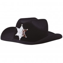 CHAPEAU SHÉRIF FEUTRE NOIR ENFANT