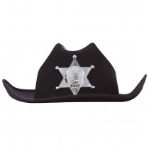 CHAPEAU SHÉRIF FEUTRE NOIR ENFANT
