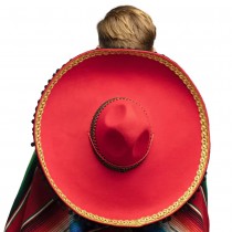 CHAPEAU SOMBRERO BRODERIE TRADITION 57CM ROUGE