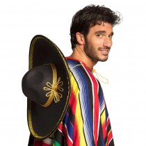 CHAPEAU SOMBRERO MARIACHI BRODERIE OR 55CM NOIR