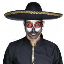 CHAPEAU SOMBRERO MARIACHI BRODERIE OR 55CM NOIR
