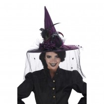 CHAPEAU SORCIERE SUPER LUXE PLUMES NOIR/VIOLET