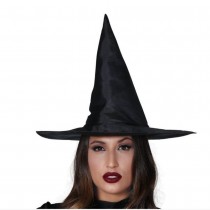 CHAPEAU SORCIÈRE TOILE 45X35CM NOIR ADULTE