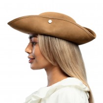CHAPEAU TRICORNE FAUX CUIR MARRON ADULTE
