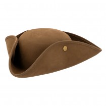 CHAPEAU TRICORNE FAUX CUIR MARRON ADULTE