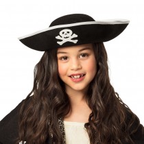 CHAPEAU TRICORNE NOIR CAPITAINE ENFANT