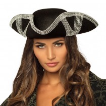 CHAPEAU TRICORNE PIRATE ROYAL ARGENT ADULTE