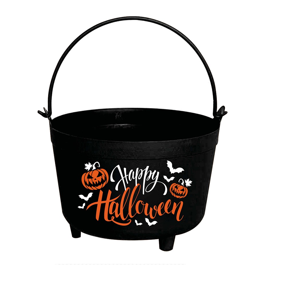 CHAUDRON PLASTIQUE HAPPY HALLOWEEN 24X23X15CM NOIR