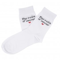 CHAUSSETTES COTON BLANC PARAIN AMOUR CŒUR HOMME