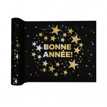CHEMIN DE TABLE ANNÉE CHAMPAGNE 28CMX3M NOIR