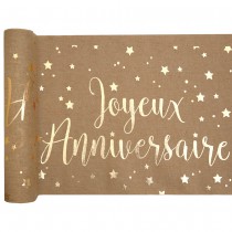 CHEMIN DE TABLE COTON ANNIVERSAIRE KRAFT 28CMX3M